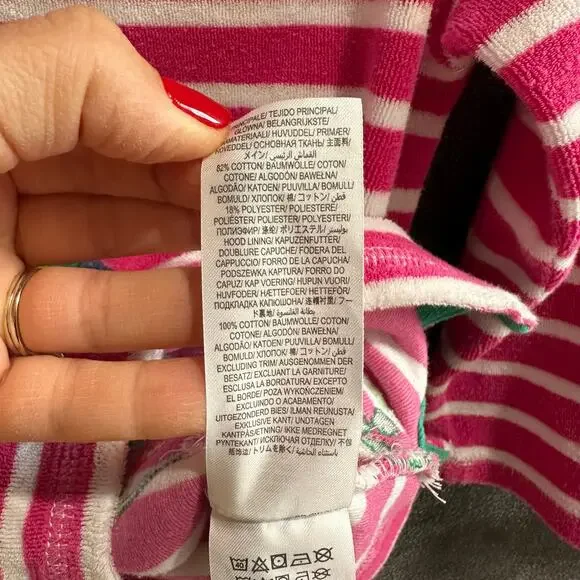 Boden Swim Coverup Pink Turtle Applique Stripes Terry Cloth Size 6-7Y (122cm) - Picture 6 of 6